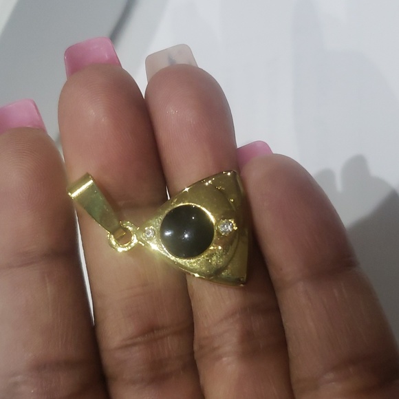 Mens & Womens Black Triangle Pendant Crystal Gold for Chain - Picture 7 of 8